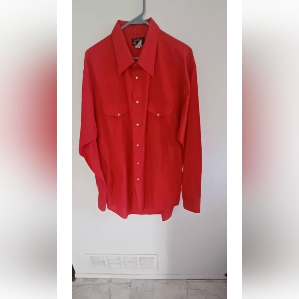 Ruddock Brothers Men's Red Western Shirt 18/36. Rodeo Cowboy Yellowstone Pearl